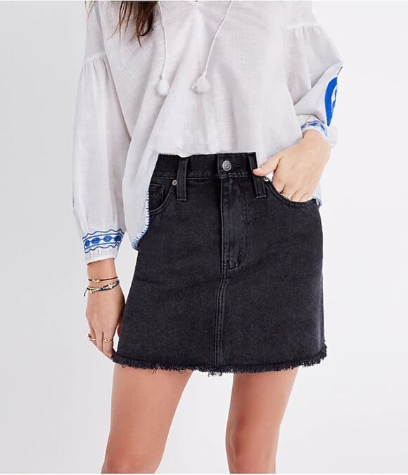 Madewell Dresses & Skirts - MADEWELL McCarren Raw-Hem Jean Skirt in Washed Black G5523 // 28